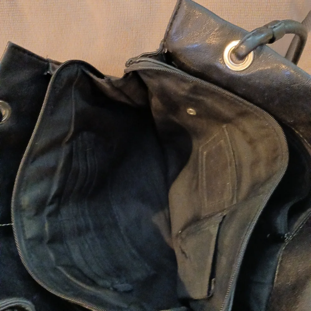 Elegant Black Leather Tote Bag
